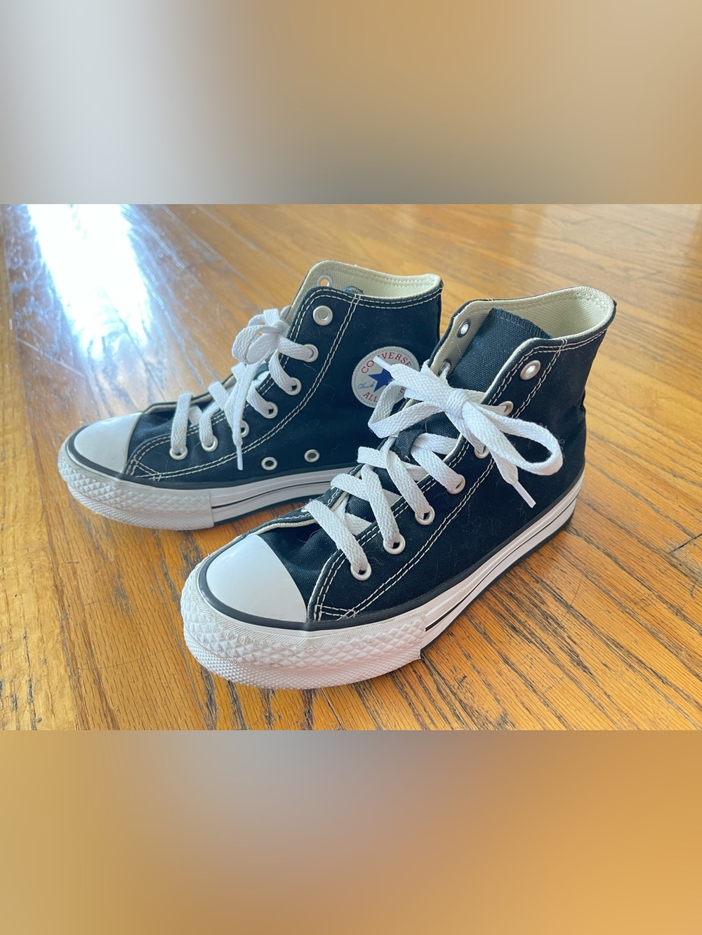 Converse Chuck Taylor All Star Canvas Platform High Top Shoes Black/White K 3 W5